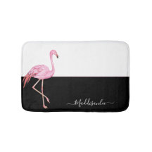 Modern Monogram Namn Rosa Flamingo Black
