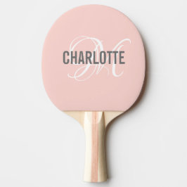 Modern monogram namn rosa pingisracket