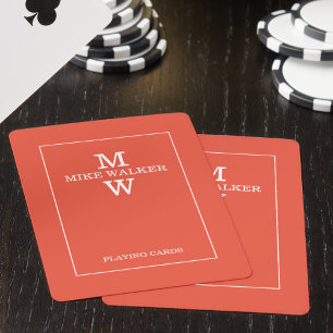 Modern Monogram Namn Simple Warm Red Casinokort