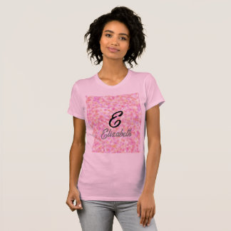 Modern Monogram Namn Watercolor Rosa Gult Spots T Shirt