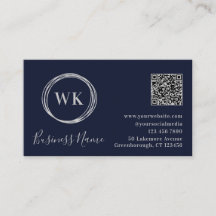 Modern Monogram Navy Silver QR-kod