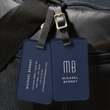 Modern monogram navyblå