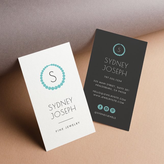 Modern monogram Necklace-Logotyp | Smyckesdesign Visitkort (Skapare uppladdad)