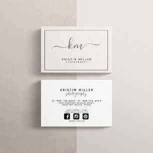 Modern monogram  och Grått Social Media Visitkort