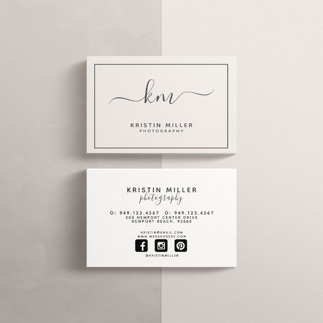 Modern monogram  och Grått Social Media Visitkort (Skapare uppladdad)