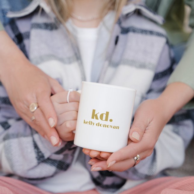 Modern monogram och Namn-minimalistisk design 4 Kaffemugg (Skapare uppladdad)