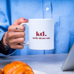 Modern monogram och Namn-minimalistisk design 7 Två-Tonad Mugg