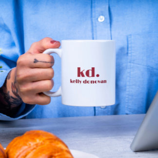 Modern monogram och Namn-minimalistisk design 7 Två-Tonad Mugg