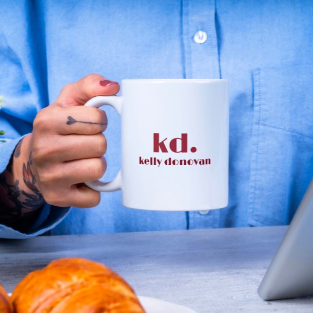 Modern monogram och Namn-minimalistisk design 7 Två-Tonad Mugg (Skapare uppladdad)