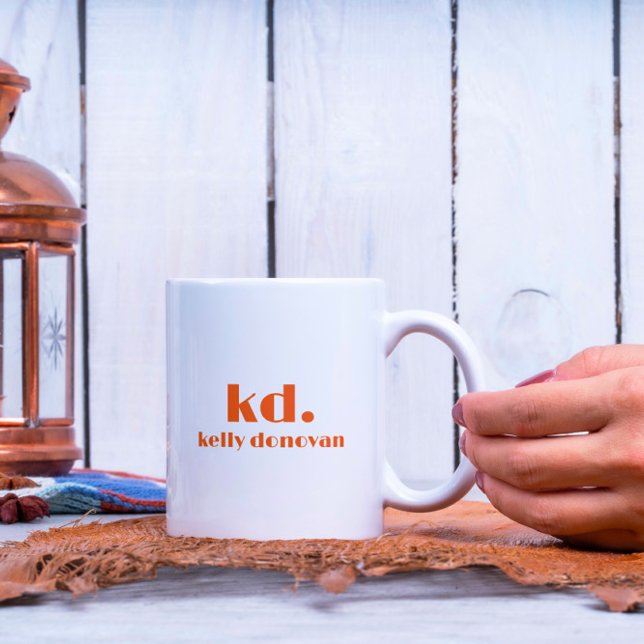 Modern monogram och Namn-minimalistisk design 8 Två-Tonad Mugg (Skapare uppladdad)