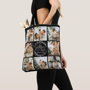 Modern Monogram- och Photo Collage Personlig Tot Tygkasse
