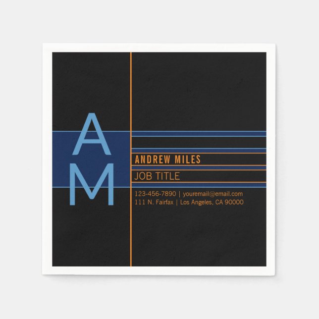 Modern monogram och redigerbara former och Färg Pappersservett (Framsidan)