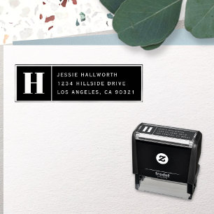 Modern monogram och Returadress Självfärgande Stämpel