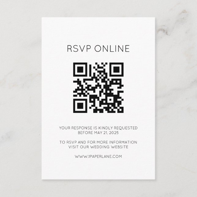 Modern Monogram Online RSVP-kort Tilläggskort (Framsida)
