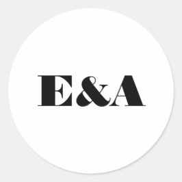 Modern monogram par Initialer Bröllop Runt Klistermärke