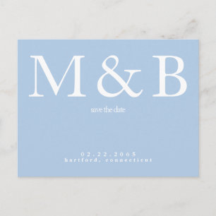 Modern Monogram Peacock Blue Spara datum Vykort