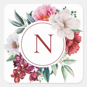 Modern monogram personalisering fyrkantigt klistermärke