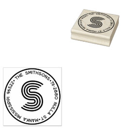 Modern Monogram Personlig-familj Namn & Adress Stämpel
