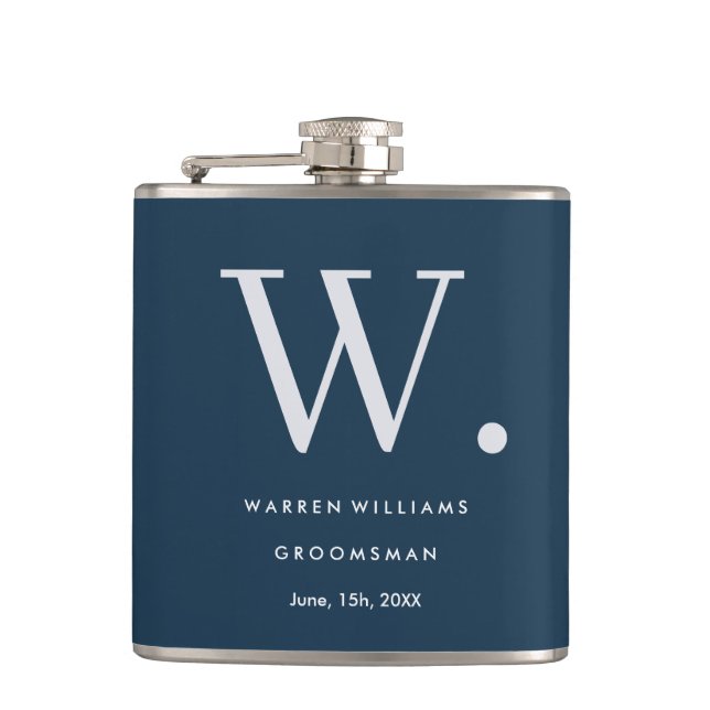 Modern monogram-Personlig Groomsman Hip-kolv Fickplunta (Framsidan)