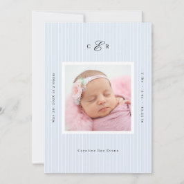 Modern Monogram Photo Birth Announcement Meddelande