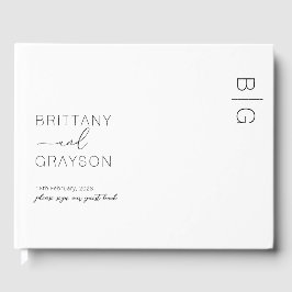 Modern monogram Photo Bröllop Guest Bok