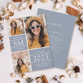 Modern monogram Photo Collage Dusty Blue Meddelande