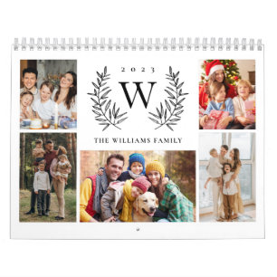 Modern monogram Photo Collage Family Kalender