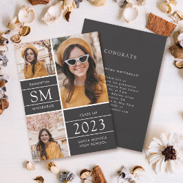 Modern monogram Photo Collage Soft Black Meddelande