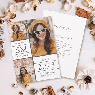 Modern monogram Photo Collage White Studenten Meddelande
