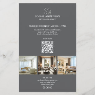 Modern Monogram Photo Grått Professionell Business Flygblad