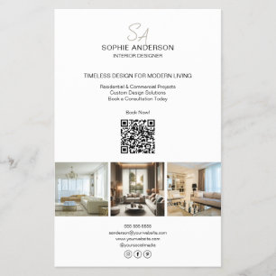 Modern Monogram Photo White Professionell Business Flygblad