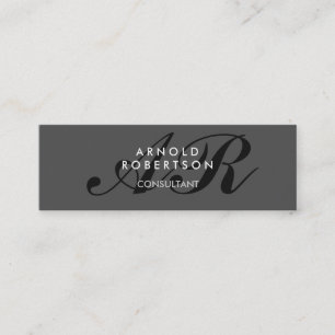 Modern Monogram Plain Grått Trendig Affärskort Mini Visitkort