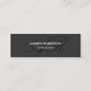 Modern Monogram Plain Grått Trendig Affärskort Mini Visitkort