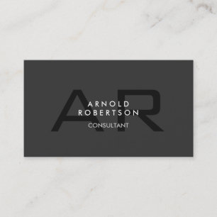 Modern Monogram Plain Grått Trendig Affärskort Visitkort