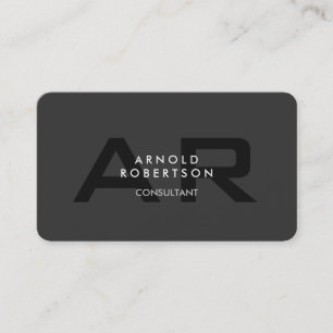 Modern Monogram Plain Grått Trendig Affärskort Visitkort