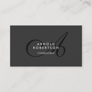 Modern Monogram Plain Grått Trendig Affärskort Visitkort