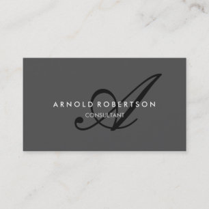Modern Monogram Plain Grått Trendig Affärskort Visitkort