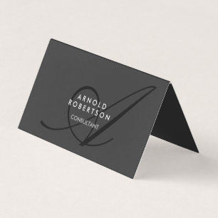 Modern Monogram Plain Grått Trendig Affärskort Visitkort