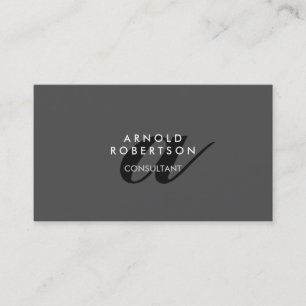 Modern Monogram Plain Grått Trendig Affärskort Visitkort
