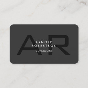 Modern Monogram Plain Grått Trendig Affärskort Visitkort