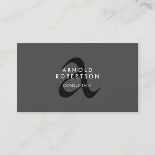 Modern Monogram Plain Grått Trendig Affärskort Visitkort