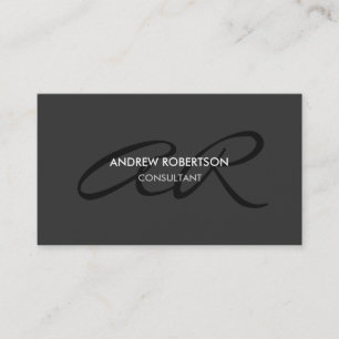 Modern Monogram Plain Grått Trendig Affärskort Visitkort
