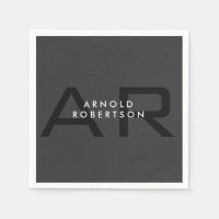 Modern Monogram Plain Grått-Trendig Lägg till Namn