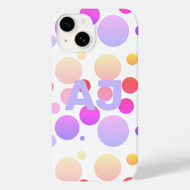 Modern Monogram Polka Dot Lila Lilac Ombre (Baksida)