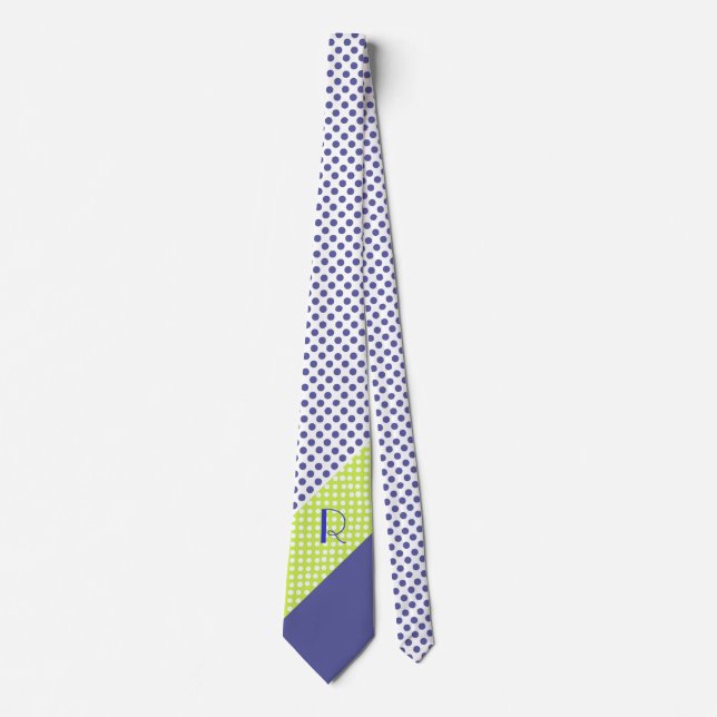 Modern Monogram Polka Dot Mönster Tie Slips (Framsida)