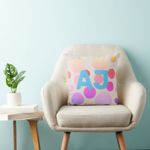 Modern Monogram Polka Dot Rosa Lila Ombre Kudde