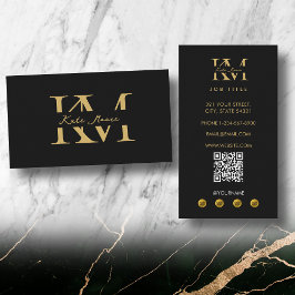 Modern Monogram Professional Black Gold Marketing Visitkort