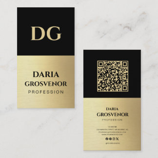 Modern monogram Professional Faux Guld QR-kod Visitkort