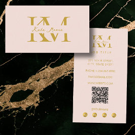 Modern Monogram Professional Gold Pink Marketing Visitkort