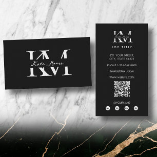 Modern Monogram Professional Svart Marknadsföring Visitkort